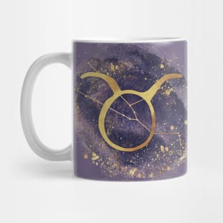 Taurus gold symbol with constellation on watercolor Mug